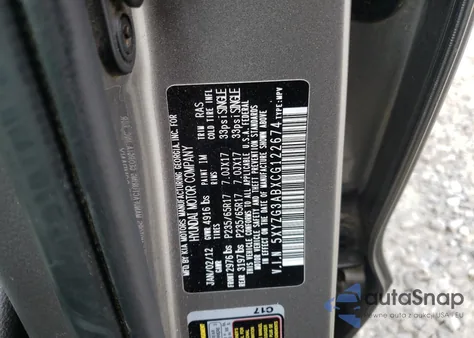 2012 Hyundai Santa Fe Gls из США, поврежденный, VIN 5XYZG3ABXCG122674